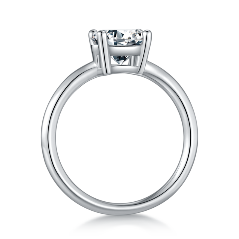 Classic圆形S925银镀白金MoissaniteWomen's Ring2.0ctD级